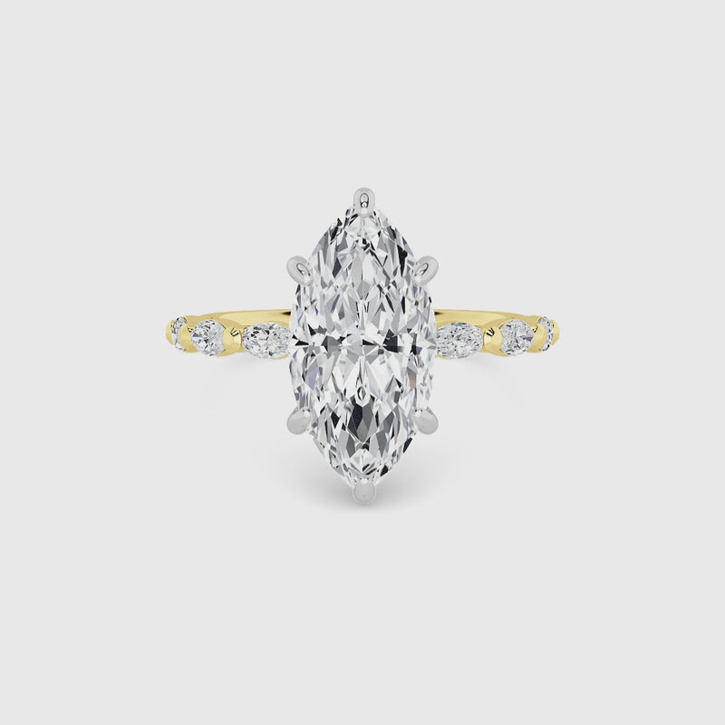 Marquise Brilliant Cut Marquise Diamond Band Lab Diamond Engagement Ring (1.00ct+)