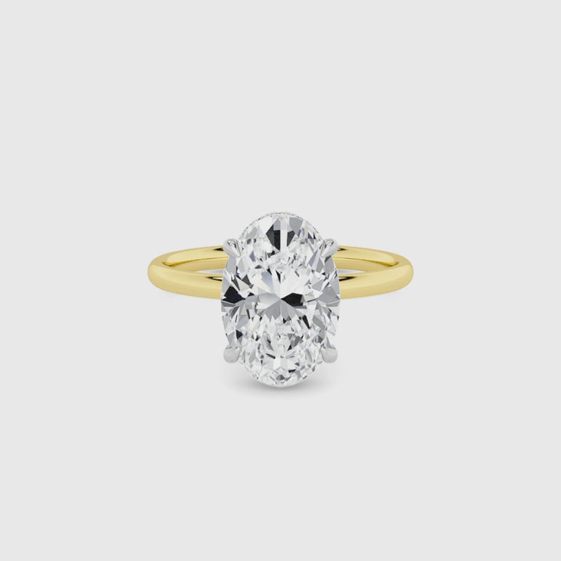 Oval Brilliant Cut Solitaire Plain Band Lab Diamond Engagement Ring (Floating Head) (1ct+)