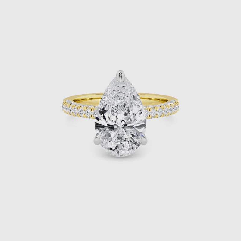 Pear Brilliant Cut 3D Pave Double Hidden Halo Lab Diamond Engagement Ring (1ct+)