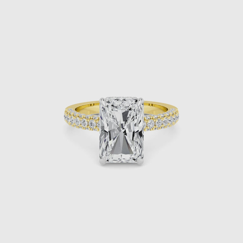 Radiant Cut 3D Pave Lab Diamond Engagement Ring (Floating Head) (1ct+)