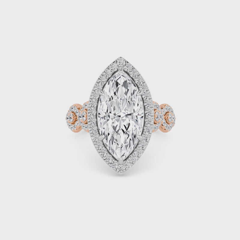 Marquise Brilliant Cut Halo Braided Band Lab Diamond Engagement Ring (1ct+)