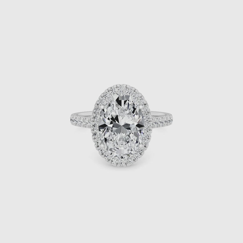 Oval Brilliant Cut Lab Diamond Halo Engagement Ring (Cathedral) (0.50ct+)