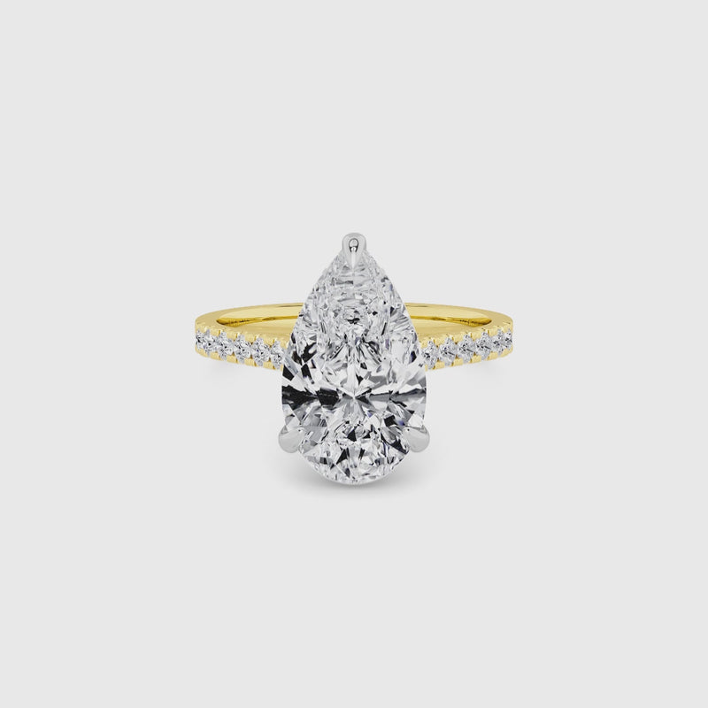 Pear Brilliant Cut Cathedral Lab Diamond Engagement Ring (1ct+)