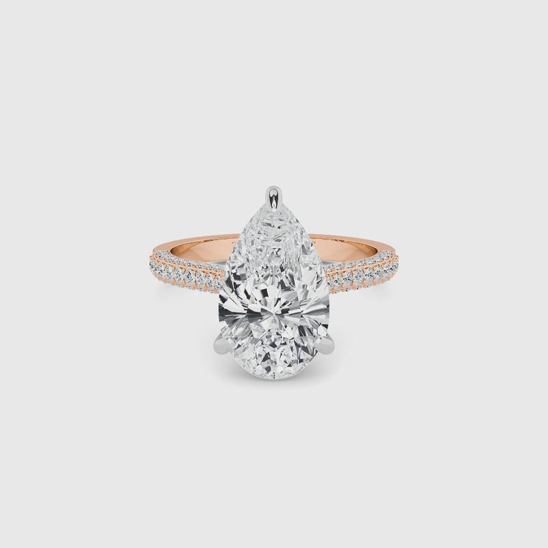 Pear Brilliant Cut 3D Pavé Cathedral Lab Diamond Engagement Ring (1.00ct+)