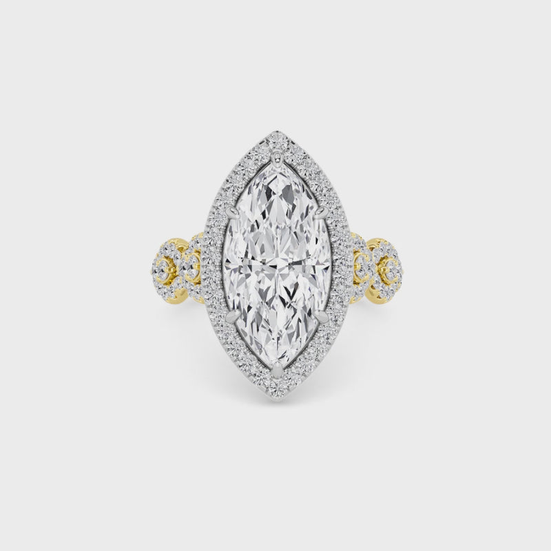 Marquise Brilliant Cut Halo Braided Band Lab Diamond Engagement Ring (1ct+)