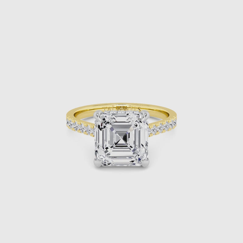 Asscher Cut Cathedral Lab Diamond Engagement Ring (1ct+)